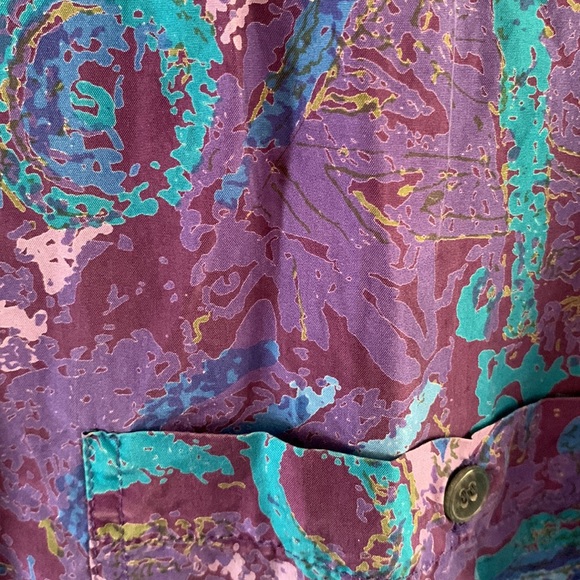 In Private vintage 90s bold print long sleeve silk blouse size medium - Picture 3 of 7